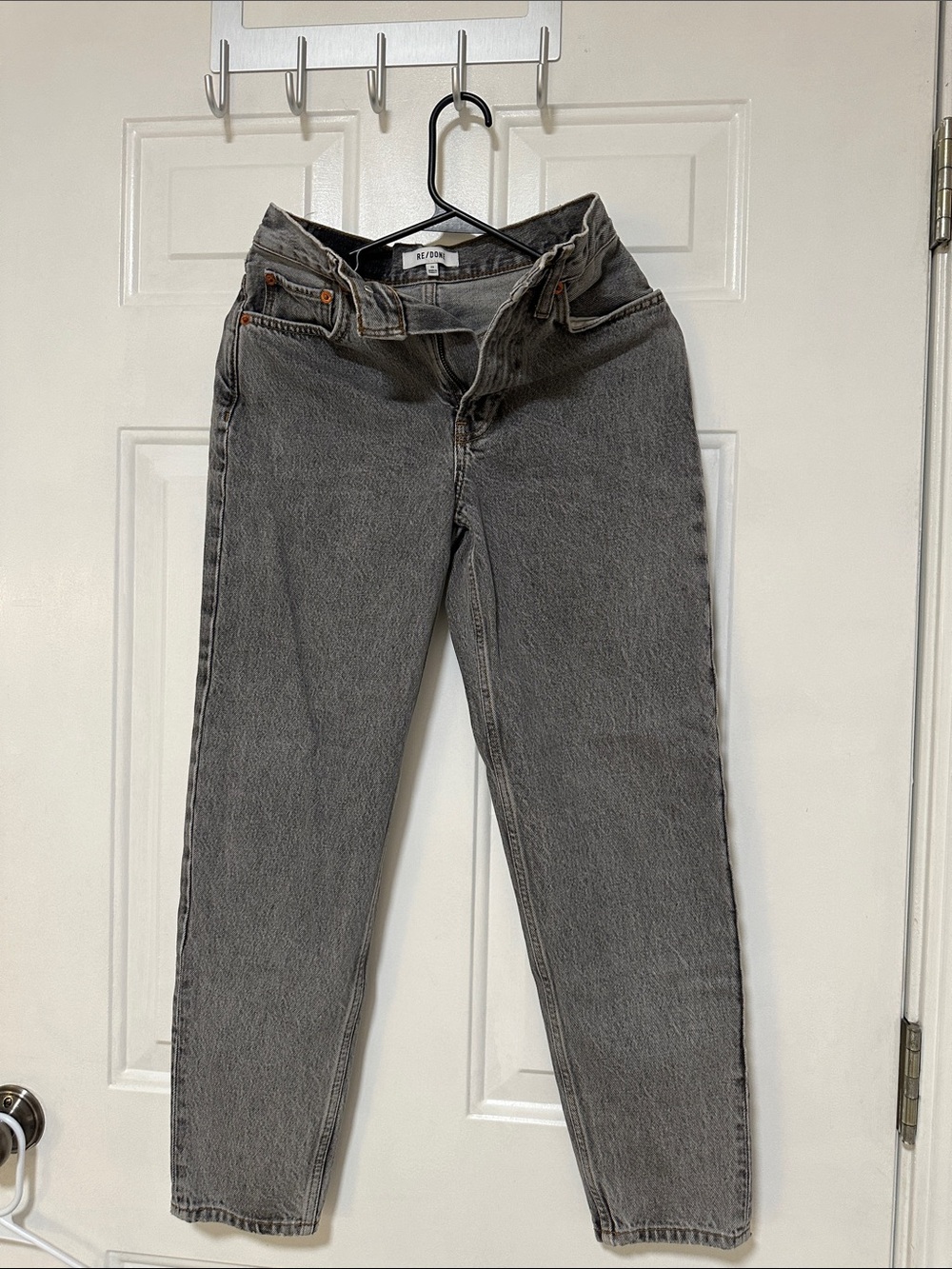 Re/Done Women's Gray Slim Straight Jeans